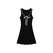 Ribbon Tie Logo Sleeveless Dress