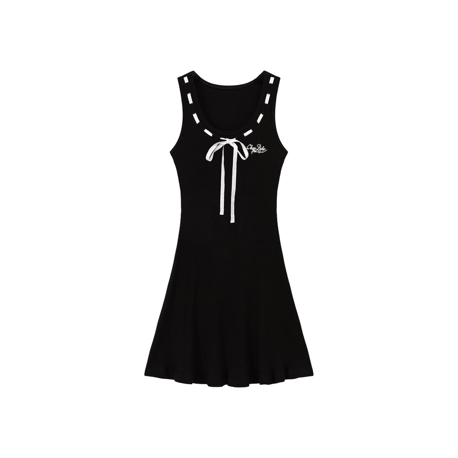 CHUU Ribbon Tie Logo Sleeveless Dress