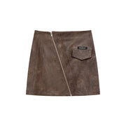 Zipper Leather Skirt