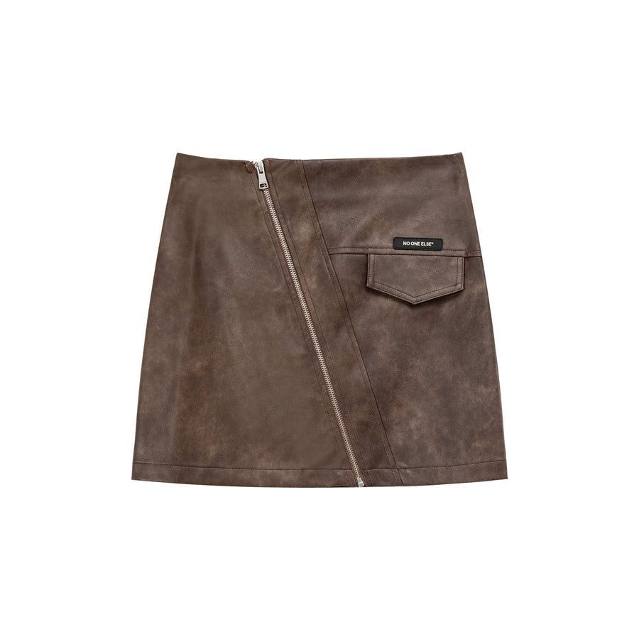 CHUU Zipper Leather Skirt