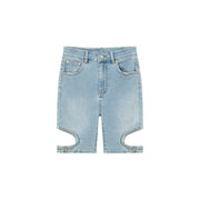 Side Cut Outs Denim Shorts