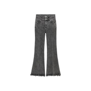 Frayed Hem Bootcut Denim Jeans