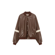 Color Varsity Leather Jacket