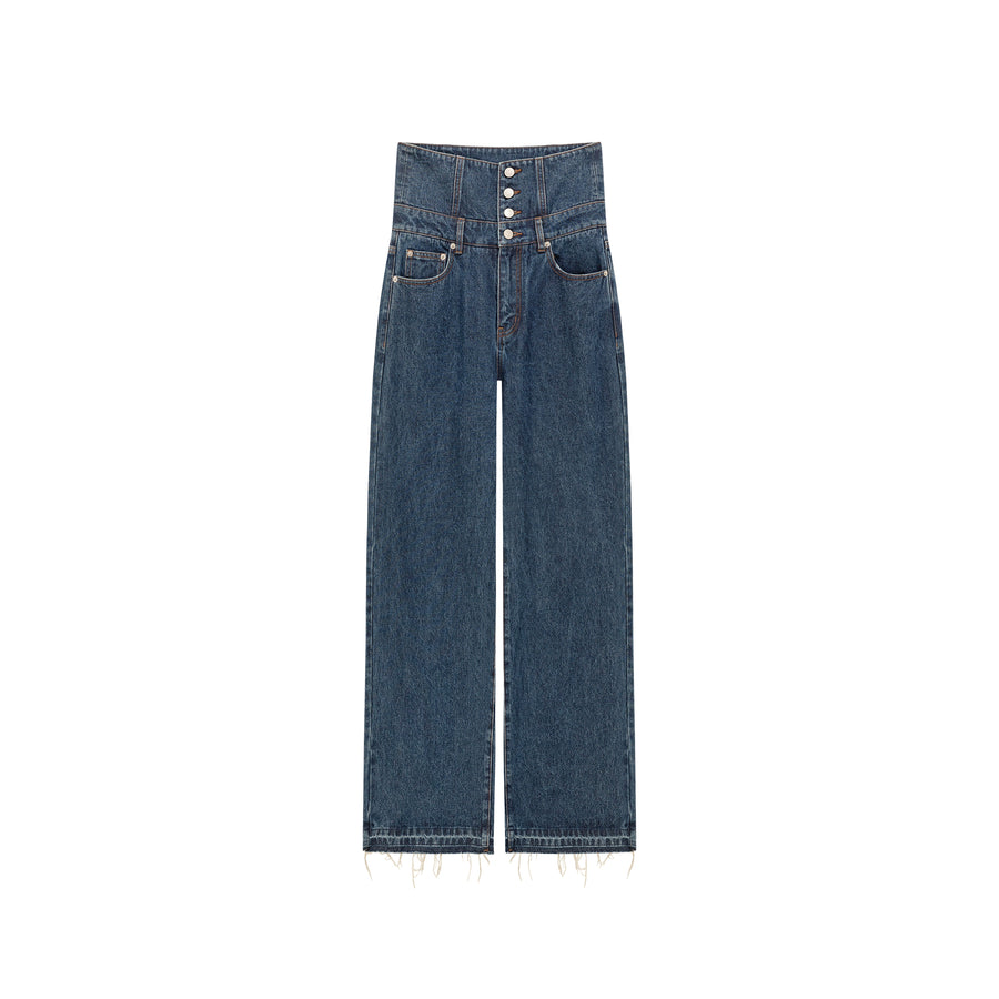 CHUU High Waisted Button Wide Denim Jeans