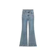 Frayed Tassel Hem Bootcut Denim Jeans