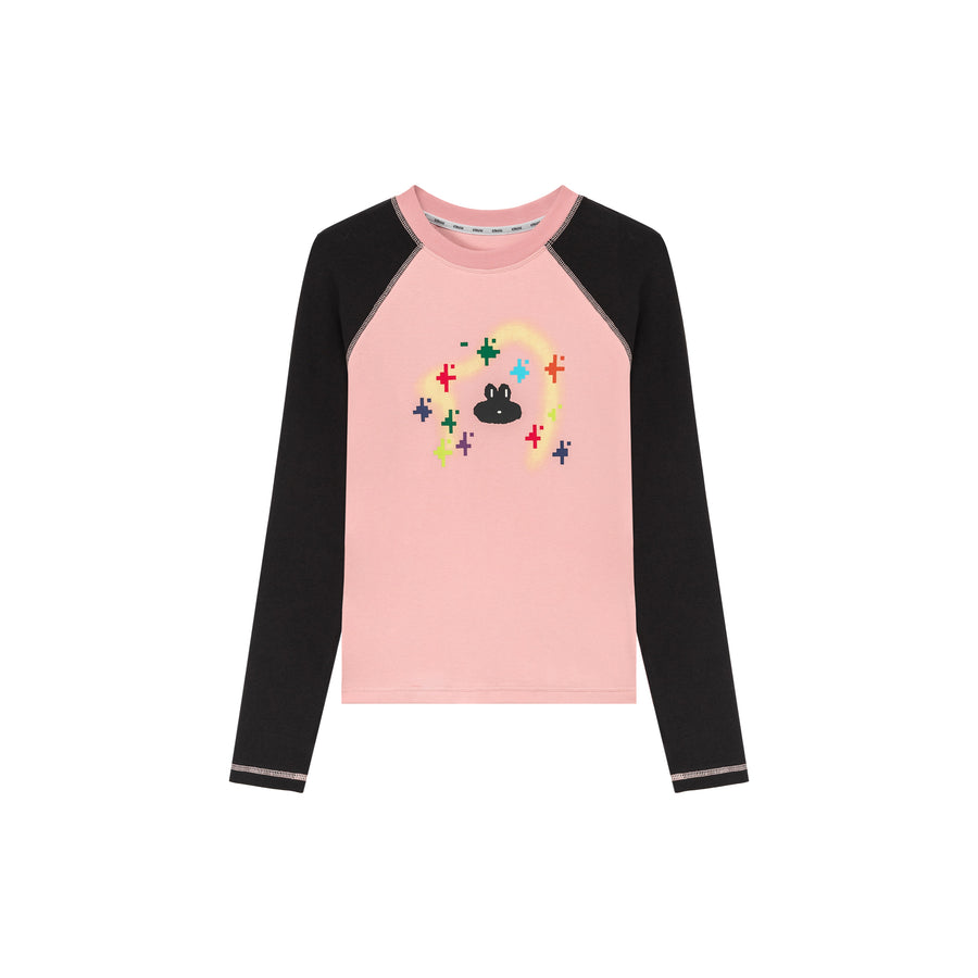 CHUU Character Pixel Stars Color Long Sleeve T-Shirt