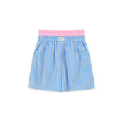 Lace Hem Striped Casual Shorts