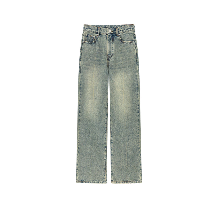 CHUU Basic Washed Wide Denim Jeans