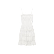 Lace Layered Ruffle Corset Strap Mini Dress