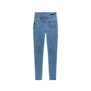 Wrap Front Pockets Denim Cropped Slim Jeans