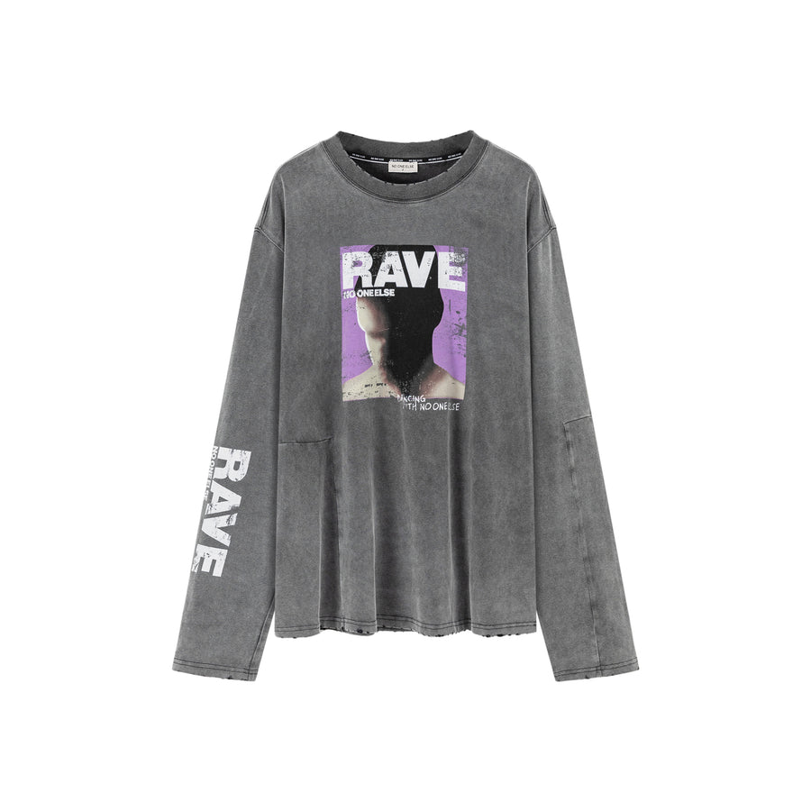 CHUU Rave Vintage Printed Boxy T-Shirt