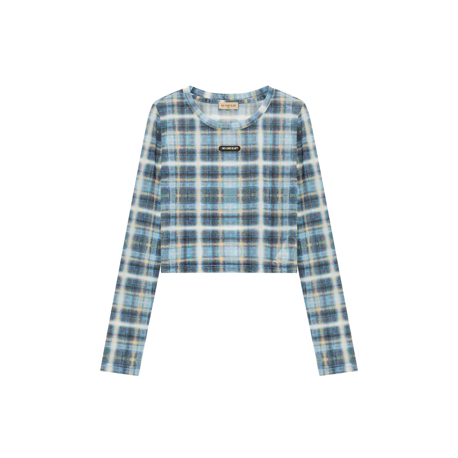 CHUU Color Check Slim Long Sleeve T-Shirt