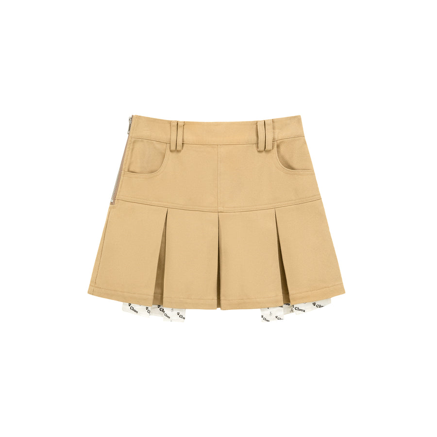 CHUU Pocket Lining Pleated Mini Skirt