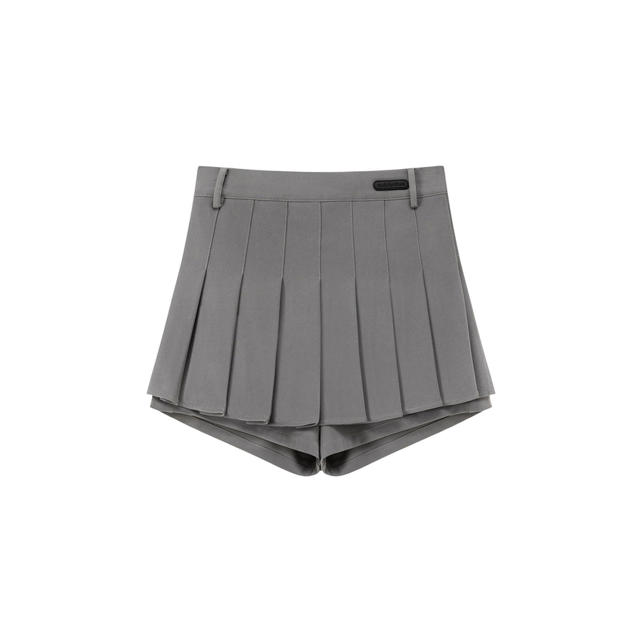 CHUU Casual Layered Zipper Pleated Skort