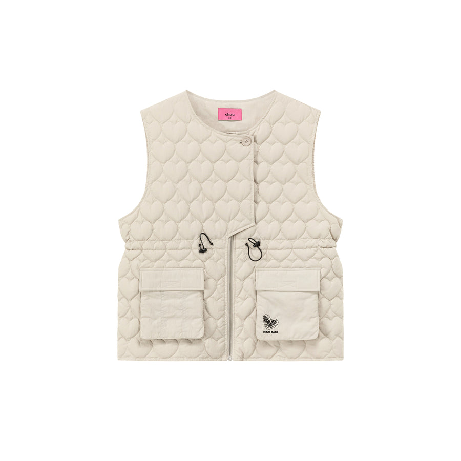 CHUU Heart Quilted Padded Vest