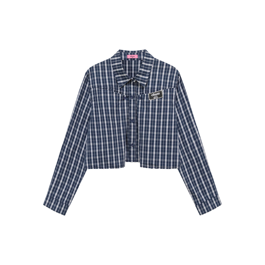 CHUU Checked Loose Fit Raw Hem Shirt