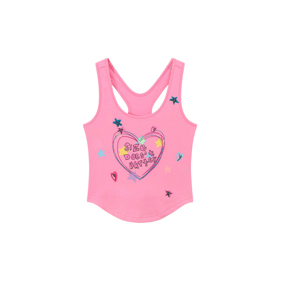 CHUU Size Doesnt Matter Color Heart Sleeveless T-Shirt