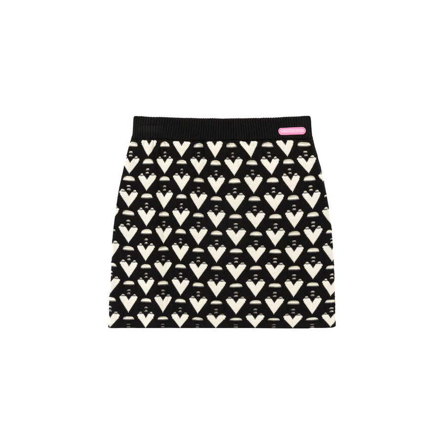 CHUU Heart Pattern Mini Skirt