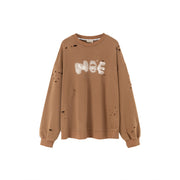 Lettering Distressed Sweatshirt