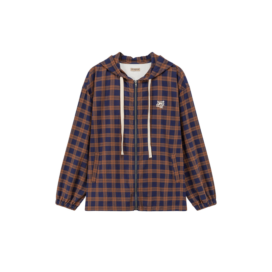 CHUU Check Hooded Zip-Up