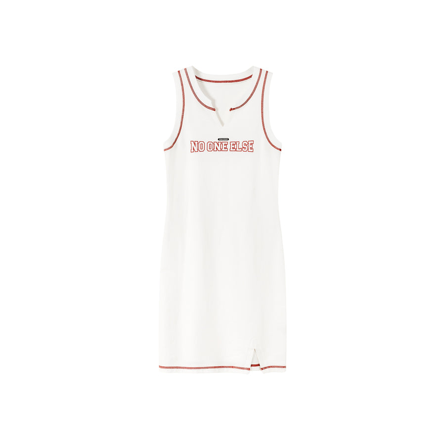 CHUU Stitch Logo Sleeveless Mini Dress