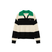 Open Collar Color Scheme Knit Sweater