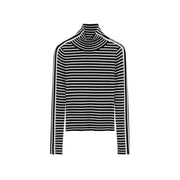 Striped High Neck Knit Top