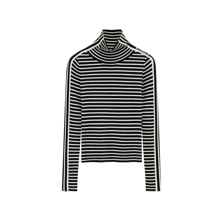 CHUU Striped High Neck Knit Top