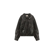 Leather Back Logo Jacket