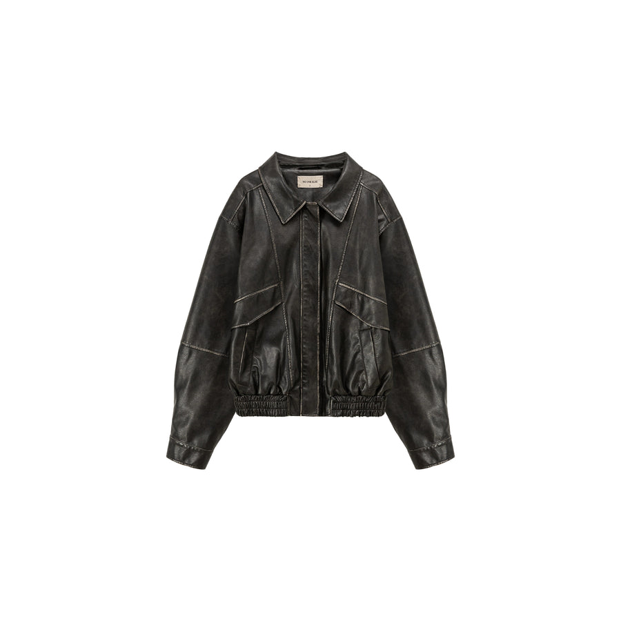 CHUU Leather Back Logo Jacket