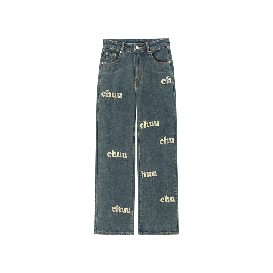 CHUU Lettering Logo Denim Jeans