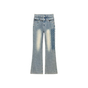 Double Button Vintage Bootcut Denim Jeans