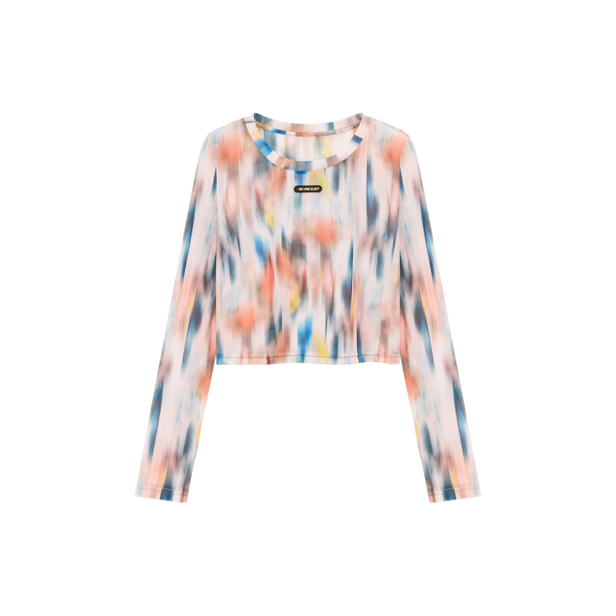 CHUU Multi Color Long Sleeve Crop Top