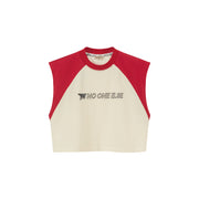 Colorblocked Loose-Fitting Sleeveless Boxy T-Shirt