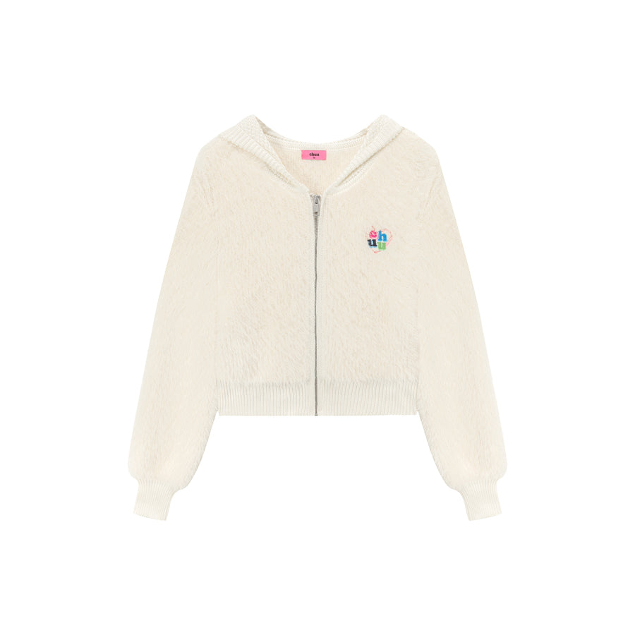 CHUU Hooded Crop Simple Zip-Up