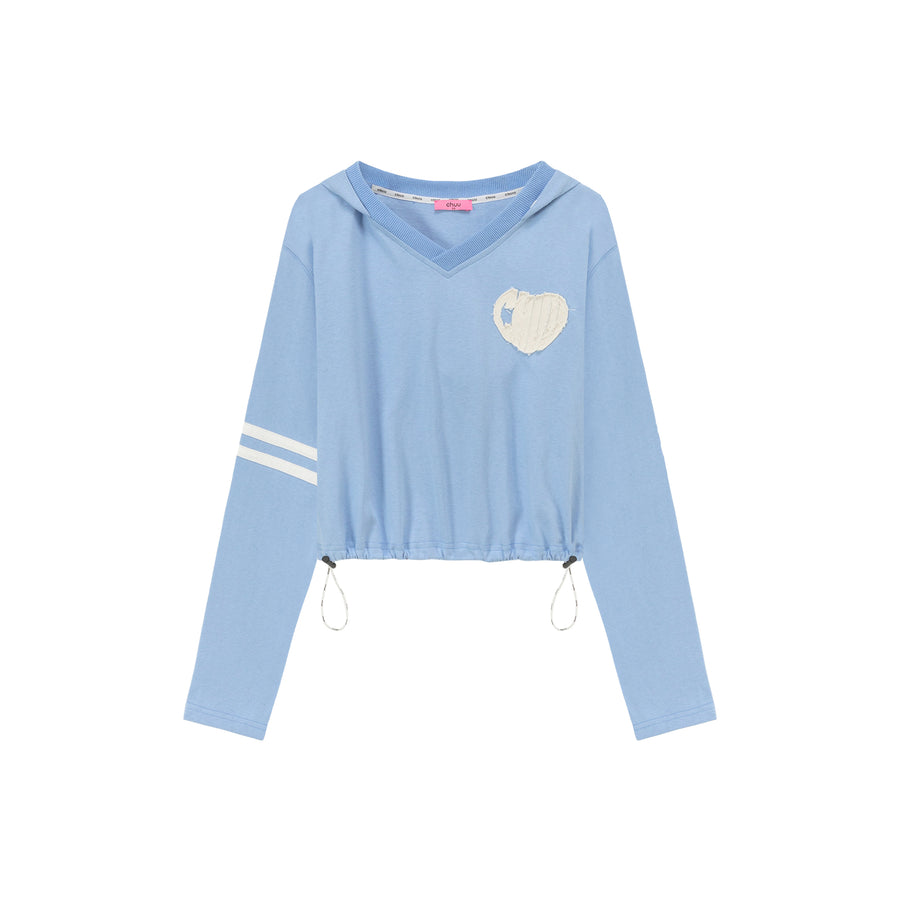 CHUU Logo Heart Crop Hoodie