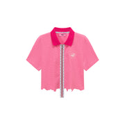 Color Matching Collar Zip-Up Top