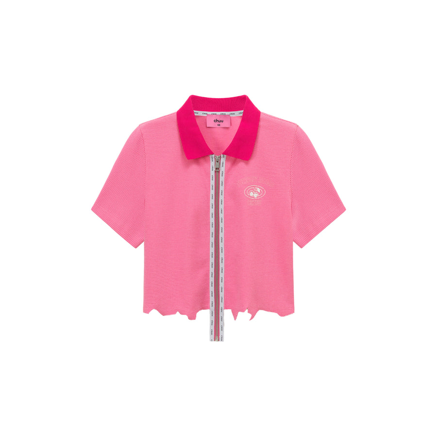 CHUU Color Matching Collar Zip-Up Top