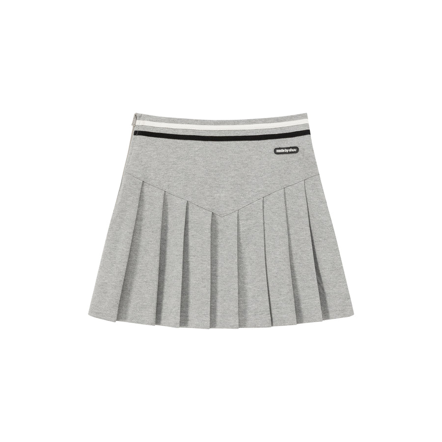 CHUU Color Line Pleated Sporty Mini Skirt