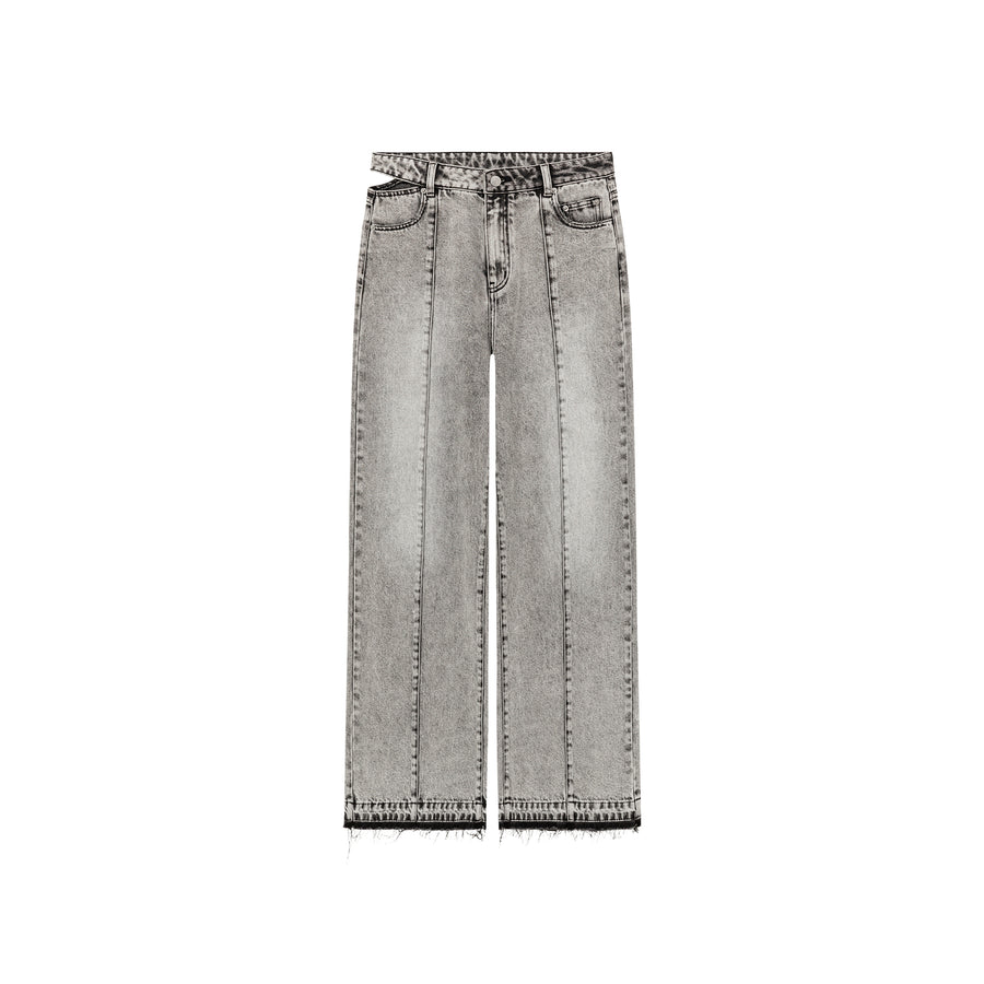 CHUU Lined Washed Wide Denim Jeans