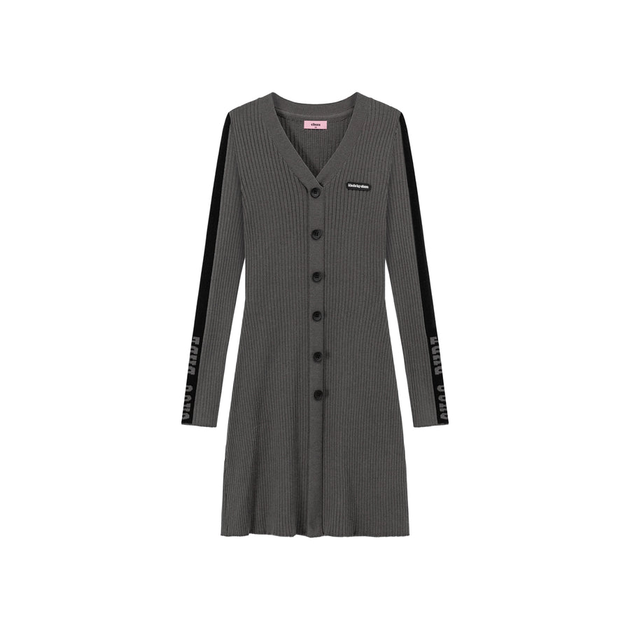CHUU Ribbed Knit Button Dress