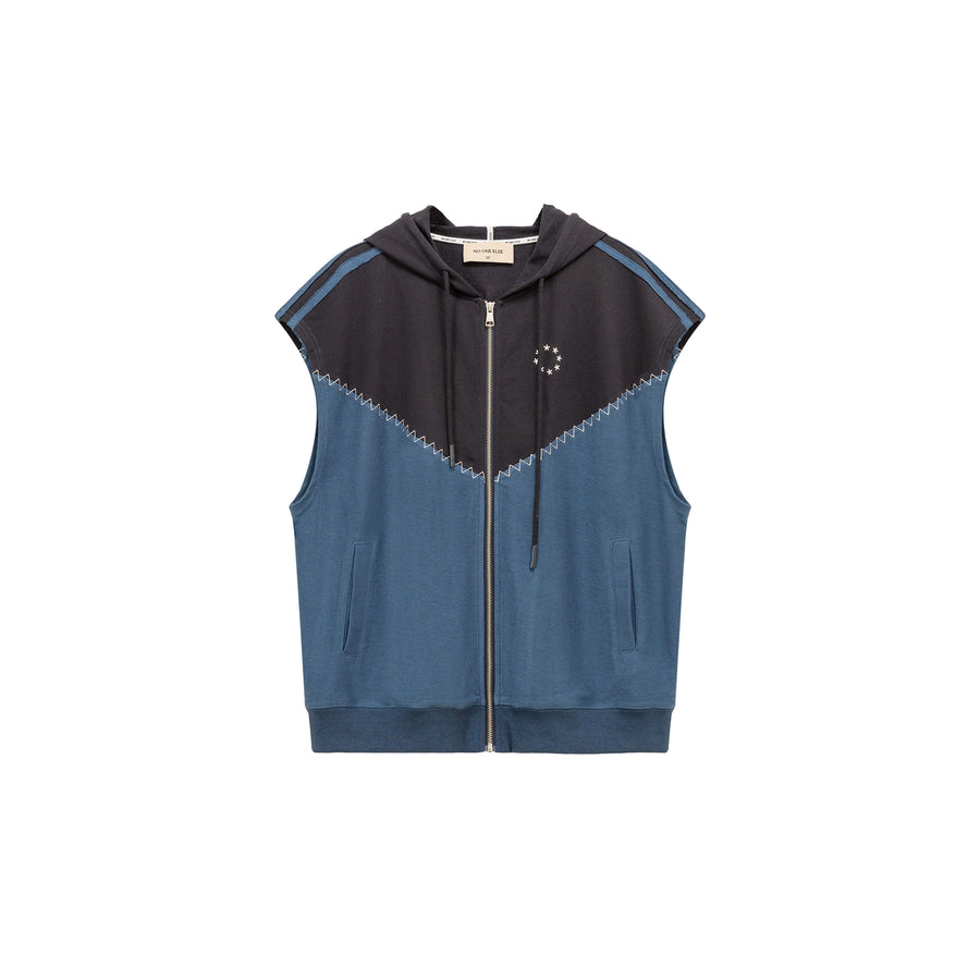 CHUU Stitch Hooded Zip-Up Vest