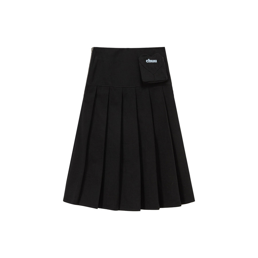 CHUU Heart Pleated Long Skirt