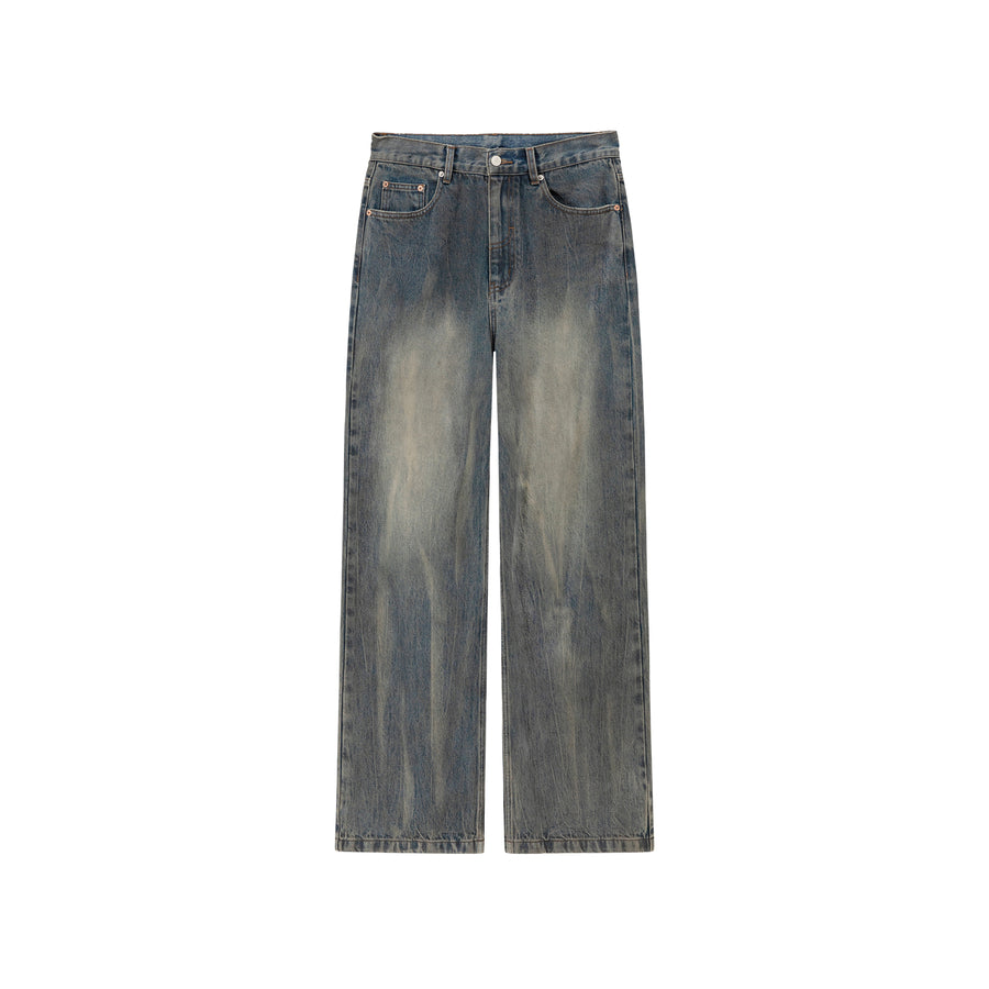 CHUU Simple Washed Wide Denim Jeans