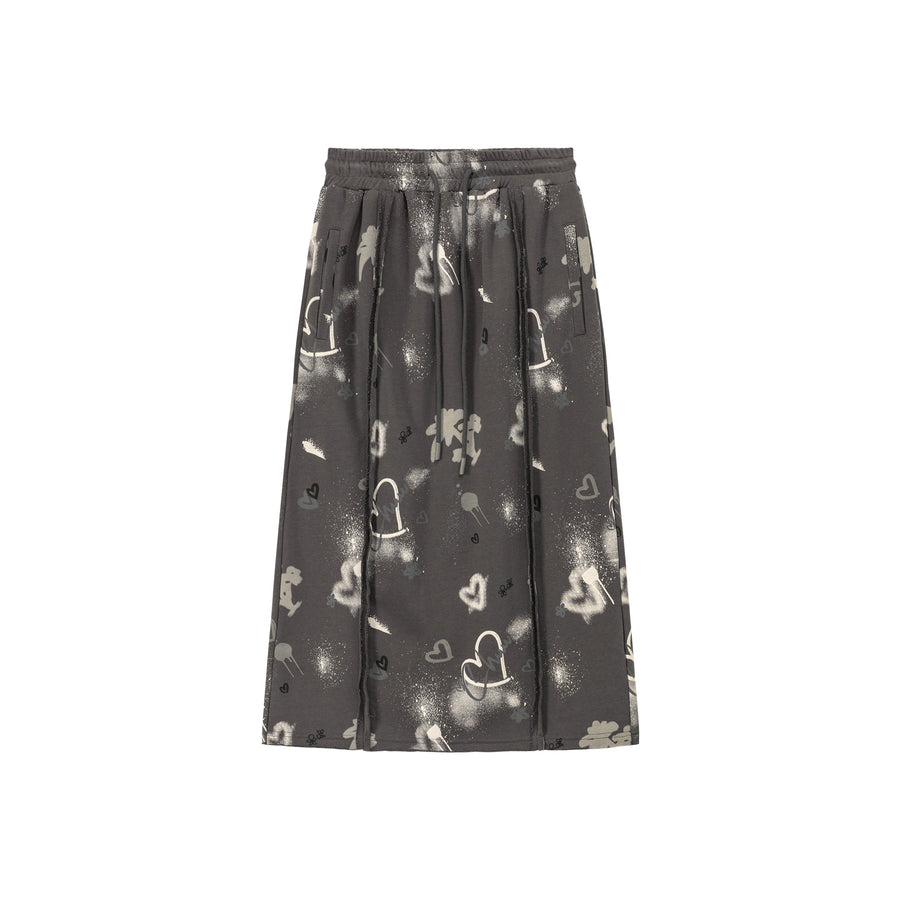 CHUU Graffiti Heart Long Skirt