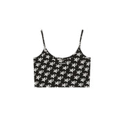 Star Pattern Chuu Lettering Sleeveless Crop Top