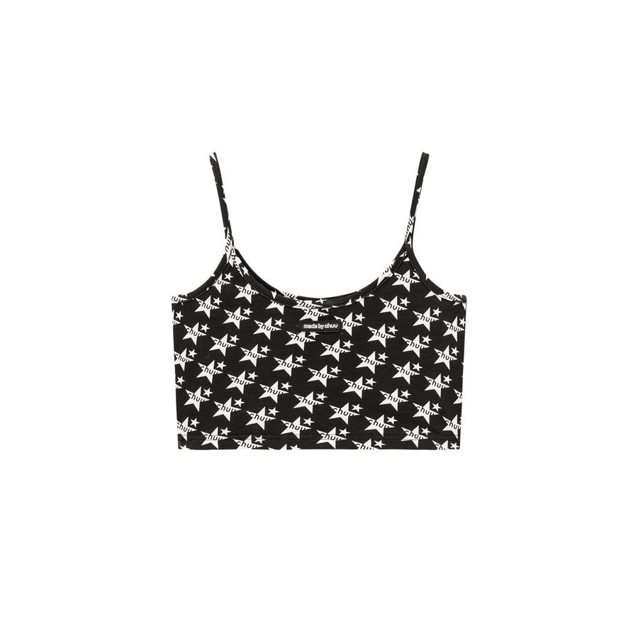 CHUU Star Pattern Chuu Lettering Sleeveless Crop Top