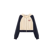 Contrast Raglan Vintage Zip-Up