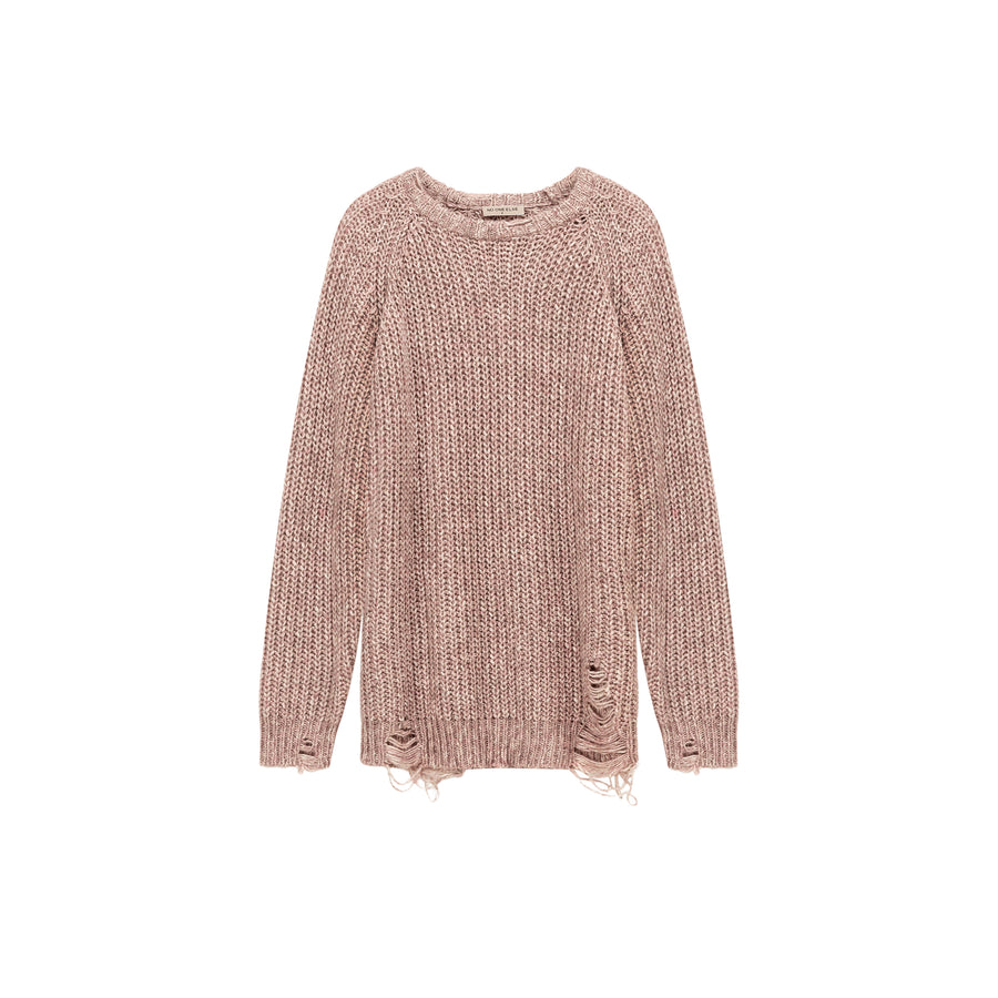 CHUU Loose Fit Raglan Knit Distressed Sweater