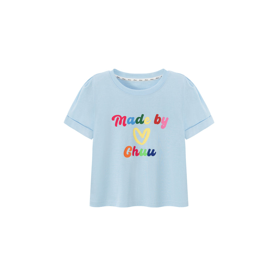 CHUU Made By Chuu Colorful Printed Cropped T-Shirt